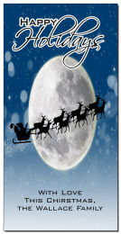 Christmas Holiday Santa and Sleigh Traveling Across the Moon Cards  4